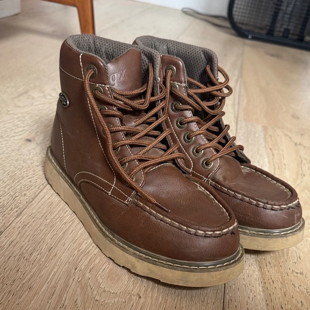 Lugz Men's Brown Leather Chukka Moc Toe Boots